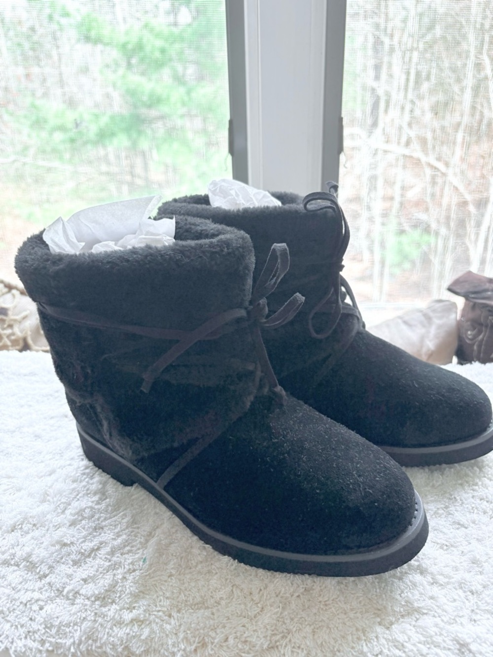 Style & Co. Black Faux Fur Lined Ankle Boots